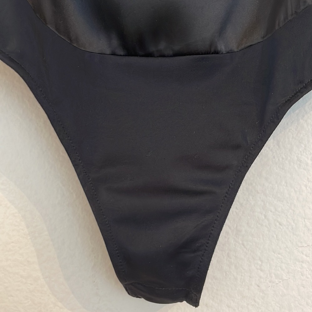 DANIELLE BERNSTEIN Black satin bodysuit 0 xs - Picture 8 of 13